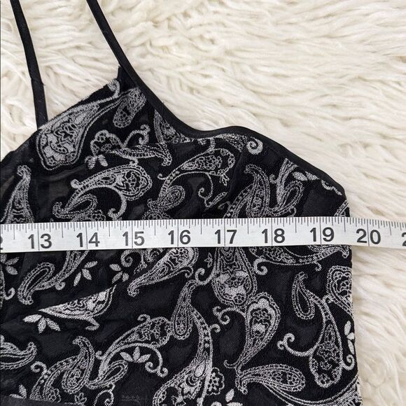 Delta Burke Y2K Vintage Black and White Paisley Mini Dress Size Large - Picture 2 of 5